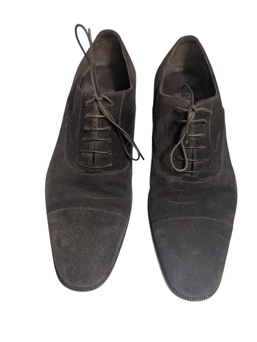 Salvatore Ferragamo Classic Dark Brown Suede Oxford Dress Shoes